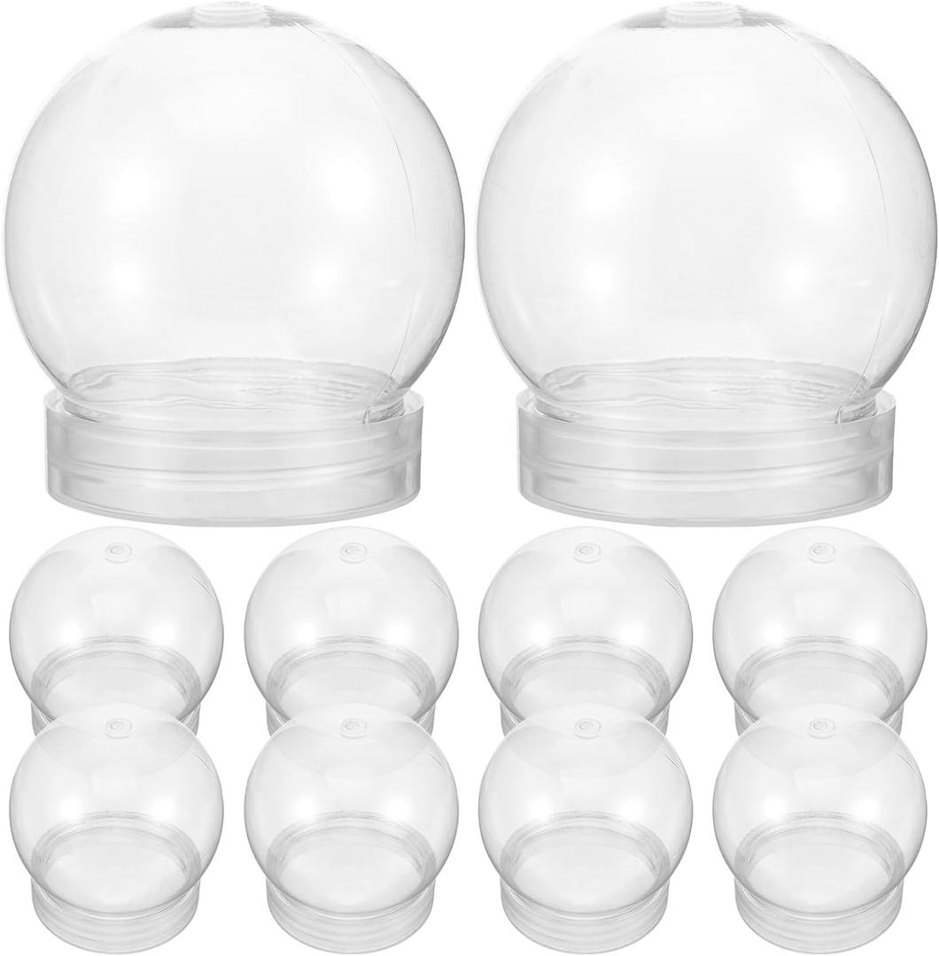 BESTOYARD DIY Snow Globes, 10pcs Clear Plastic Water Globe with Screw Off Cap 4inch Fillable Display Balls Jar for DIY Crafts Home Decoration, 7.00X6.00X6.00CM, Transparent