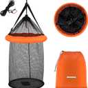QualyQualy Floating Fish Basket for Live Caught, 10/15 Gallons Foldable Fishing Holder Minnow Bucket Portable Collapsible Fishing Net Storage Cage for Live Fish Bait Live Well (Round)