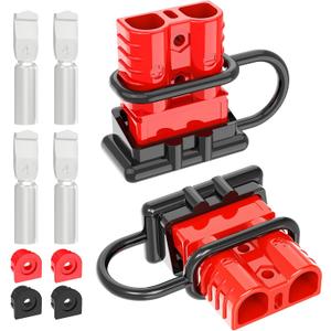Anderson Connector,120A 2-6 Gauge Battery Quick Connect 12V-36V Anderson Plug Battery Cable Quick Connect Disconnect Plug Winch Wiring Kit for Cable RV Truck Winch (2 Pack)-RED