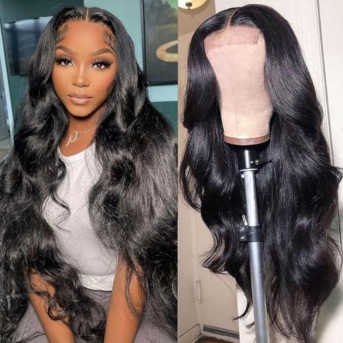 ZILING 18 Inch Body Wave Wear and Go Glueless Wigs Human Hair Pre Plucked Pre Cut with Baby Hair 200 Density 4x4 Lace Front Closure Wigs for Women