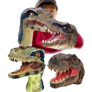 Dinosaur Toys Tyrannosaurus Rex and Blue Velociraptor Hand Puppets Dinosaur Animal World Action Figure Set Funny & Scared Head Hand Puppets for Home, Stage and Class Role Play Toys