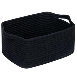 CubesLand Cube Storage Organizer Basket Bin, Rectangular Cotton Rope Basket, 14x10x7.08Inches, Black