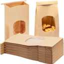 Moretoes 100pcs Medium Bakery Cookie Bags with Window, 4.5x2.36x9.6in Tin Tie Tab Kraft Paper Bags for Cookie Coffee Bread Bakery Packing