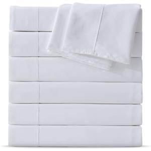 Maple&Stone Twin Flat Sheet 6 Pack,Premium Soft & Breathable,Brushed Microfiber Fabric,Anti-Shrinkage & Non-Fading,Bulk Flat Sheets Only Twin Size (White)
