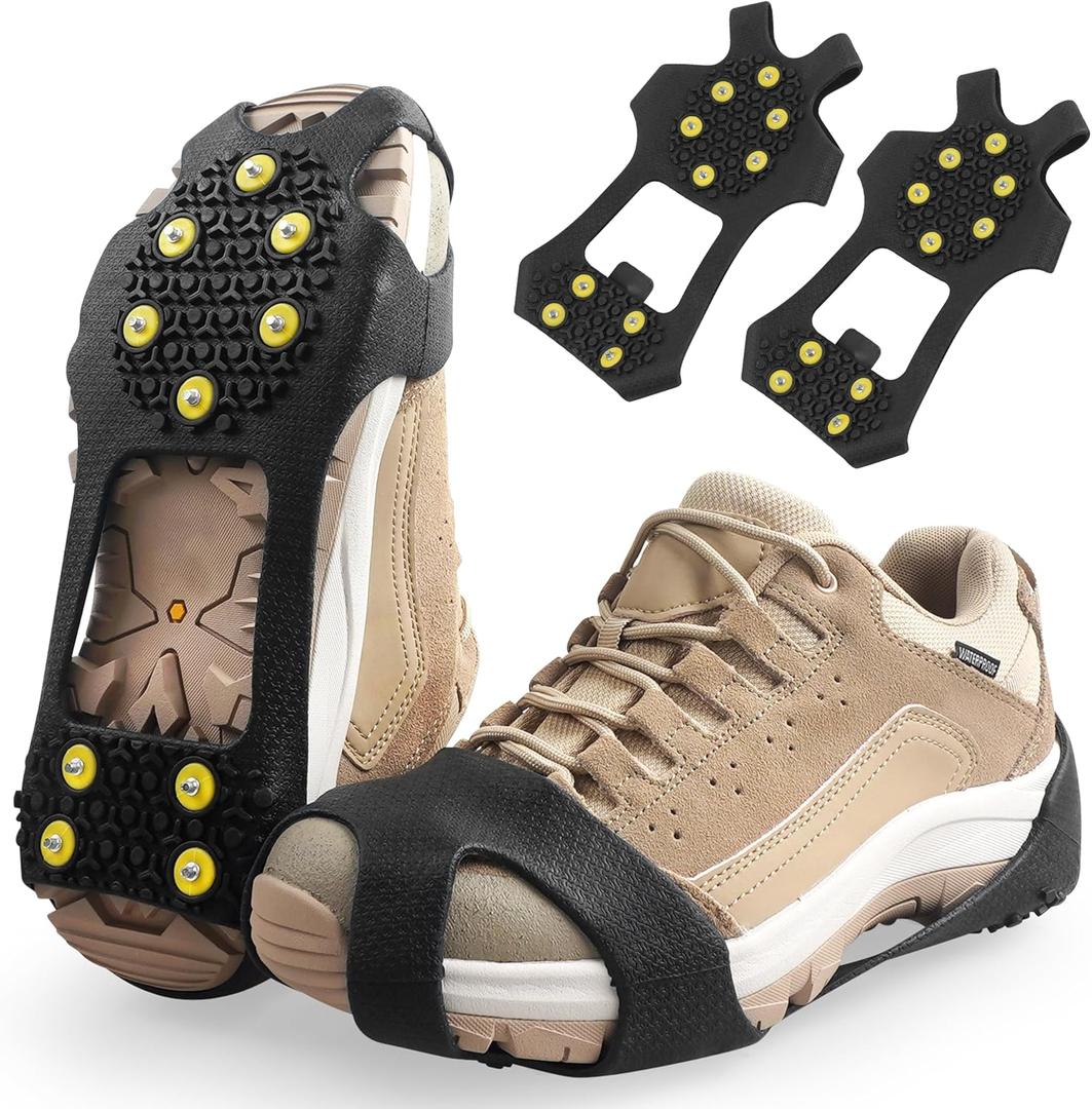 Ice Cleats Snow Traction Cleats Crampons for Shoe and Boots Non-Slip Overshoe for Walking on Snow and Ice Rubber Walking Cleats Anti Slip Crampons (Small(2.5- 4 men/4-5.5 women))