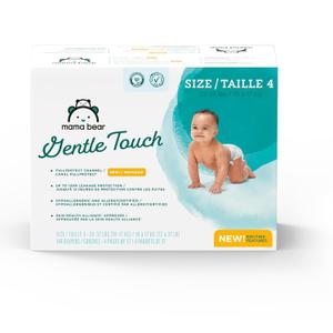 Amazon Brand - Mama Bear Gentle Touch Diapers, Size 4, 111 Count (3 packs of 37)
