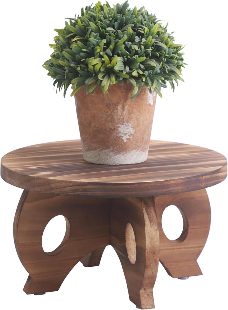 Plant Stand Indoor Wooden Plant Stool Round Stand Risers for Decor Plant Pedestal Stand Farmhouse Rustic Decorative Display Flower Holder Pedestal Board Brown