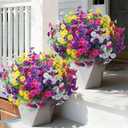 Ivydale 24 Bundles Artificial Flowers for Outdoors Faux Plants Summer Outdoor Decoration Silk Morning Glory Realistic UV Resistant Fake Bulk Petunias for Outside Porch Patio Window Garden Yard Home