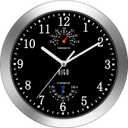 HITO 10 Inch Silent Wall Clock Battery Operated Non Ticking Glass Cover Silver Aluminum Frame, for Kitchen, Bedroom, Home Office, Living Room Decor (Black)