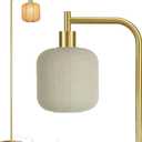 67" Gold Boho Floor Lamp with Rope Woven Shade, Mid Century Modern Tall Standing Lamp for Living Room Bedroom, Over The Couch Reading Light with Foot Pedal, Bulb Included