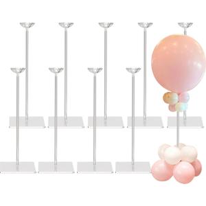 TEKXYZ 15.75 Inch Height Clear Acrylic Balloon Stand for Table Centerpiece Decoration, Set of 10