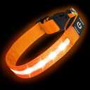 Super Bright LED Dog Collar - Fully Waterproof & Adjustable Glow Collar - USB-C Rechargeable for Night Walking, Safety - Flashing Lighted Collar for Dogs(Orange,M)