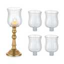 Glasseam Glass Votive Cups (Pegs Not Included): Set of 5 Shabbat Votive Candle Holders Bulk with Rubber Grippers Ribbed Glass Clear Candle Cups for Candlestick Holders Shabbos Party Centerpiece Decoration