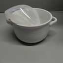 LE TAUCI French Onion Soup Bowls, 28 oz Ceramic Soup Crocks with Handles & Silicone Lids, Oven & Microwave Safe Containers for Meal Prep & Leftovers, Lead & Cadmium Free, Set of 4, White