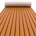 WOOWAVE EVA Foam Boat Flooring Decking Sheet Marine Mat Non-Slip and Self-Adhesive Flooring for Motorboat RV Yacht Kayak Swimming Pool Sea Deck Pad, 94.5x31.5 inch (Brown Strip)