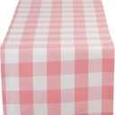 DII Buffalo Check Collection, Classic Farmhouse Table Runner, 14x108, Pink & White