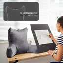 Neustern Reading Pillow for Sitting in Bed Adult, Back Pillow for Bed Shredded Memory Foam Chair Pillow with Arms and Pockets, Backrest and Support with Washable Cover for Watching TV/Gaming/Relaxing