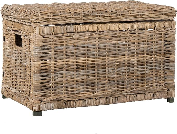 happimess HPM9002B Elijah 30" Wicker Storage Trunk, Collapsible for flat storage, Rattan-Kubusoft Gray, Coastal for Office, Dorm Room-LivingRoom, Bedroom, Dining Room, Natural