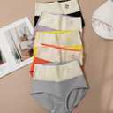 Women's Cotton Underwear High Waisted Tummy Control Soft Stretch Briefs Full Coverage Panties 5 Pack (L)