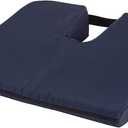 DMI Gradual Slope Seat Cushion for Coccyx, Sciatica and Tailbone Pain Used With Dining Room Chairs, Desk Chairs, Thin Car or Wheelchair Cushions, Machine Washable-Cover, 15 Inch, Navy