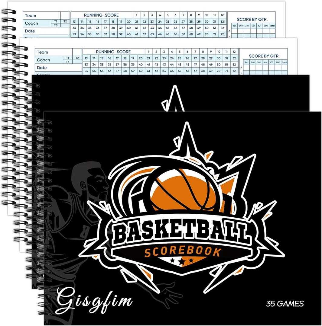 Basketball Scorebook Stats Tracking Book 35 Games Unisex Coach Referee Scorebooks League Sport Game Side by Side Score Books