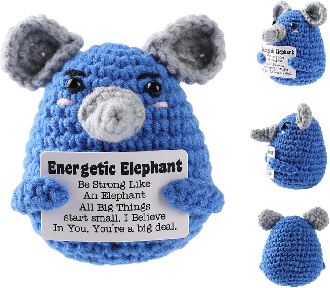 2 x White Elephant Gifts Energetic Elephant Emotional Support Funny Gifts Mini Elephant Cute and Funny White Elephant Gifts Suitable for Birthday Gag Gifts