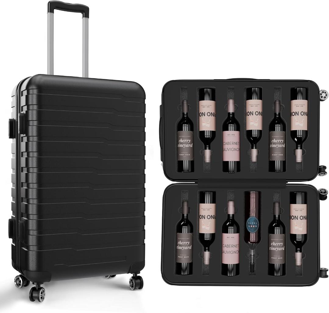Suitcase For Airplanes 12 Bottle Capacity | TSA Approved Suitcase Lock + Under 50 LB Checkin Weight | Perfect Luggage For Airplane Travel | Ridge Products Suitcase