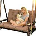 Porch Replacement Swing Cushions for Outdoor: 2-3 Seater Garden Waterproof Patio Bench Cushion with Ties - 4" Thick Swing Chair Cushion for Backyard Furniture Loveseat