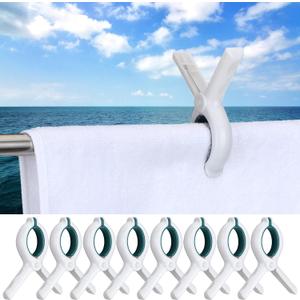 Hushee 8 Pack Marine Boat Rail Towel Clips Storm Proof Large Clips Pontoon Boat Towel Organizer Accessories Multi-Purpose Outdoor Laundry Clips for Beach Pontoon Boat Fishing Cruise Travel