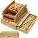 Bamboo Bread Slicer for Homemade Bread Adjustable Width Slicing Guides, Compact Loaf Cutter for Perfect Slices