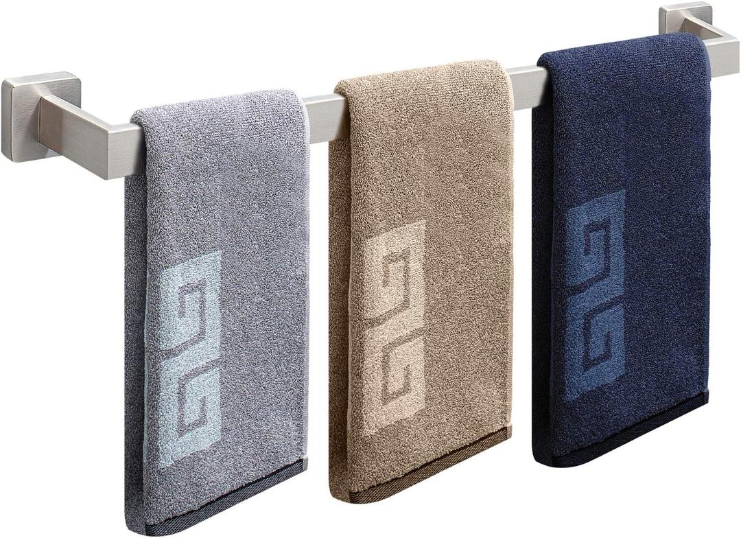 NearMoon Towel Bar, Bath Accessories Premium Thicken Stainless Steel Square Shower Towel Rack for Bathroom, Towel Holder Wall Mounted (1 Pack, Brushed Nickel, 33 Inch)