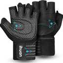 ihuan Ventilated Weight Lifting Gym Workout Gloves with Wrist Wrap Support for Men & Women, Full Palm Protection, for Weightlifting, Training, Fitness, Hanging, Pull ups (Black, X-Large)