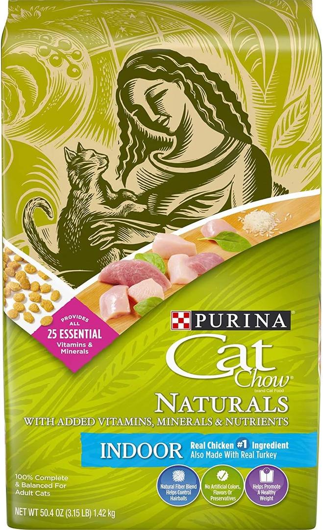 Purina Cat Chow Naturals Dry Cat Food, Indoor With Real Chicken & Turkey, 3.15 Lb Bag Best by March 2026