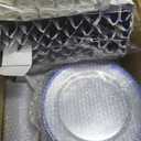 Goodluck 700 Piece Dark Blue Plastic Dinnerware Set for Party, Clear Disposable Plates for 100 Guests, Include: 100 Dinner Plates, 100 Dessert Plates, 100 Pre Rolled Napkins with Cutlery Set, 100 Cups