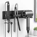 Wall-Mounted Hair Tool Organizer with Hair Dryer Holder, Flat Iron Stand & Curling Iron Caddy 3-in-1 Bathroom Storage Rack, Heat-Resistant, No-Drill Adhesive or Screw Mount, Matte Black