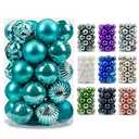 AMS 1.57''/ 40mm 34ct Christmas Ball Mini Ornaments Party Decorations Shatterproof Festival Pendant Hangings(Teal)