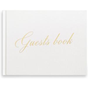 &And Per Se White Wedding Guest Book with Photo Spots Elegant Hardcover Sign-in Book for Weddings, Baby Showers & Special Events Blank & Lined Memory Keepsake Album
