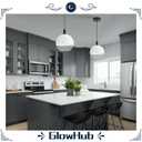 GlowHub Glass Pendant Light Milk White Glass Shade Modern Black Single 1 Light Ceiling Hanging Light Fixture Globe Pendant Lighting for Kitchen Island Dining Room Entryway Living Room, 8" Wide
