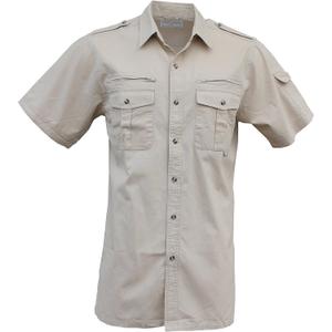 Foxfire Thunder River Gear Short Sleeve Cotton Travel Safari Passport Shirt (Large, Stone)