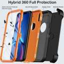 KECAI for iPhone XR Case with Built-in Screen Protector,Belt Clip Holster,Heavy Duty Shockproof Drop Protection Military Grade Rugged Full Body Durable Phone Cover with Kickstand (Black Orange)