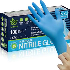 Nitrile Gloves, Food Safe Disposable Gloves Latex Free, Blue Rubber Gloves Powder Free for Cooking and Cleaning