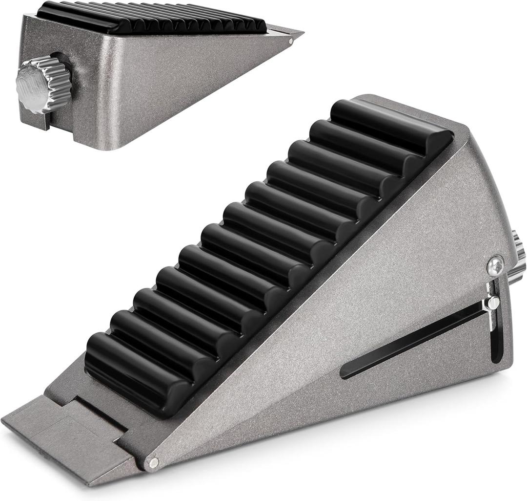 2 x Adjustable Loaded Large Door Stoppers, Heavy Duty Wedge Door Stoppers, Made with an Upgraded Non-Slip Material, Rotatable Adjustable, Suitable for Door Gaps Ranging from 0 to 2.8 inches in Height