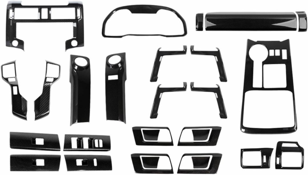 JWWY Interior Trim Kit Auto Interior Dress-Up Kit Decor Set Center Console Gear Shift Dashboard Panel Cover Trim for 2020-2023 Toyota 4runner Interior Accessories, ABS Carbon Fiber 28pcs