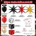 Casino Balloon Arch Garland Kit with Red Black and Gold Balloons Dice Boxes Random Pokers for Birthday Casino Night Las Vegas Casino Theme Party Decorations