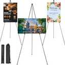 3 Pack Easel Stand for Display Wedding Sign & Poster, 63" Black Portable Metal Painting Easels Adjustable Art Easel for Painting, Tripod Collapsible Floor Easel for Display Show, Arts