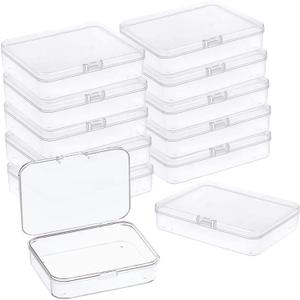 6 Pcs Mini Plastic Storage Containers Box with Lid, 4.5x3.4 Inches Clear Rectangle Box for Collecting Small Items, Beads, Game Pieces, Business Cards, Crafts Accessories