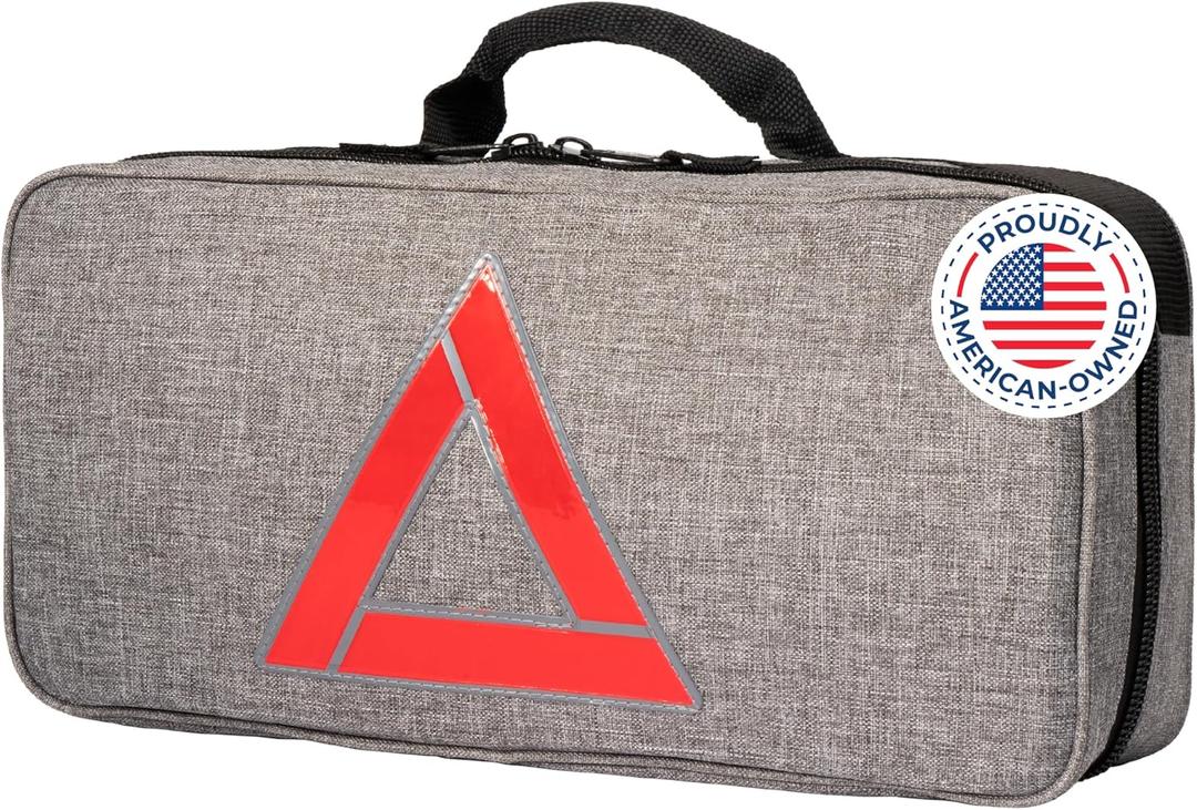 Thrive Emergency Car Kits for Vehicles - Roadside Emergency Car Kit (104 Pieces) - Car Kits for Emergency - Roadside Car Kit with Jumper Cables and Mini First Aid Kit - Gray Bag