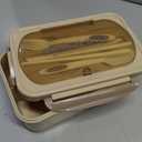 NatraProw Bento Box for Adult, 1200 ML Lunch Containers, LeakProof Lunch Box with Utensils, BPA Free, 3 Compartment Bento Box Microwave Safe, Khaki