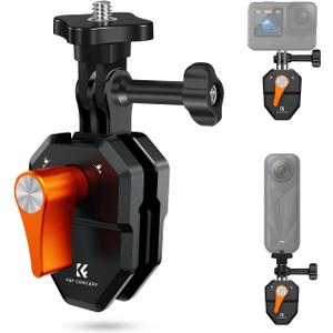 K&F Concept Motorcycle Windshield Clip Mount for GoPro Hero 13/12/11/10/9 Black, Aluminum Alloy Camera Clamp with 1/4 Adapter for DJI Osmo Action 3/4/5 Pro Insta360 X5/X4, Action Camera Accessories