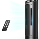 Tower Fan with Remote for Bedroom (2025 New), Quiet Safe Bladeless, Portable Desk Fan with 80° Oscillation, 3 Speeds, 4 Modes, 12H Timer, 13" Table Fan for Home Office kitchen Yoga